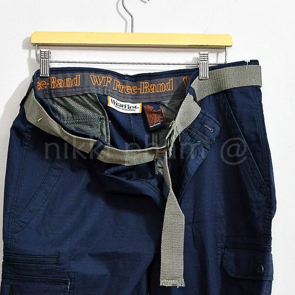 New with tags Wear First Men's Belted Cargo Shorts in NAVY - Picture 7 of 9